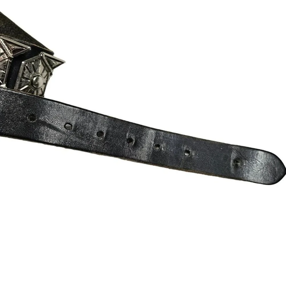 Concho Black Leather Silver Color Belt Womens‎ 34 Festival Heavy Southwestern
